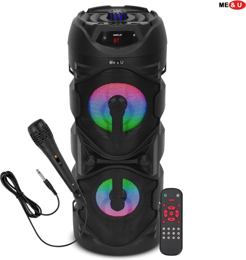 ME&U Storm PartyBox with 10hours play time TWS BT FM AUX RGB Light karaoke mic 40 W Bluetooth Party Speaker(Black, 2.0 Channel)