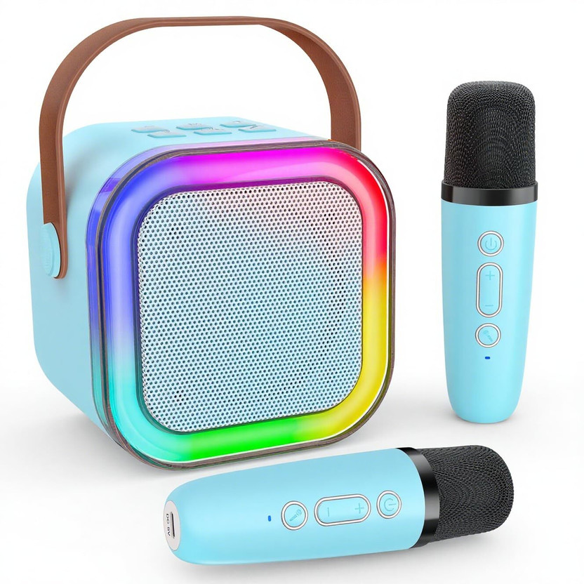 YGM Acoustic Foams Acoustic Foams-Portable Karaoke LED with 2 Mic,5-6 Hrs Playtime & Voice Changing 5 W Bluetooth Party Speaker(Light Blue, Stereo Channel)
