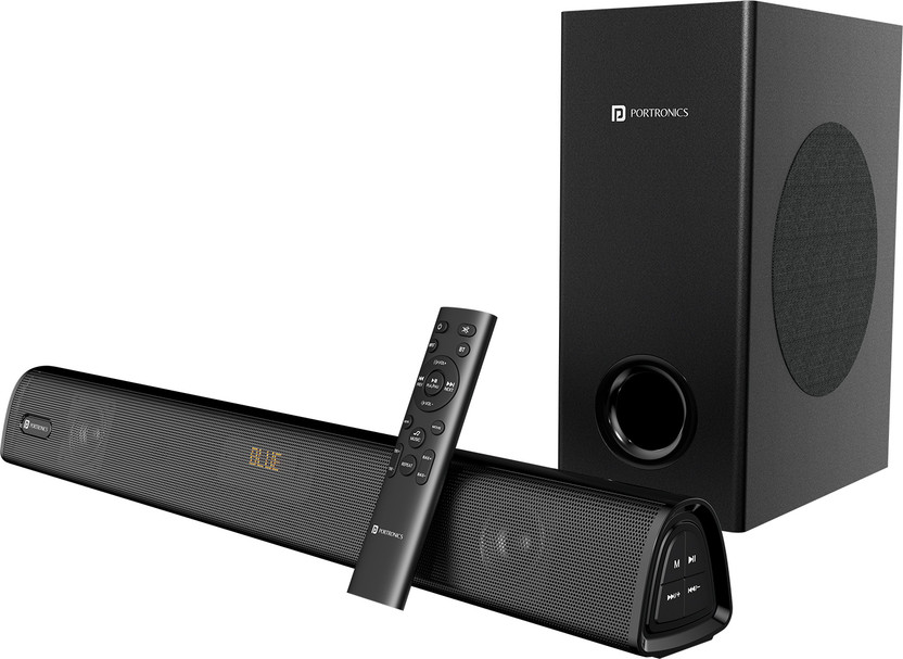 Portronics Pure Sound 106 Wired Subwoofer,HD Sound,BT5.3v 120 W Bluetooth Soundbar(Black, 2.1 Channel)