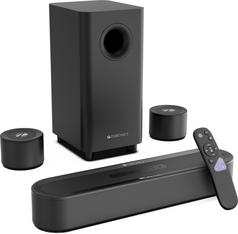 ZEBRONICS JukeBar 9300C Dual Rear Satellites,Dolby Audio,Optical IN ,HDMI ARC,AUX Compact 380 W Bluetooth Soundbar(Black, 5.1 Channel)