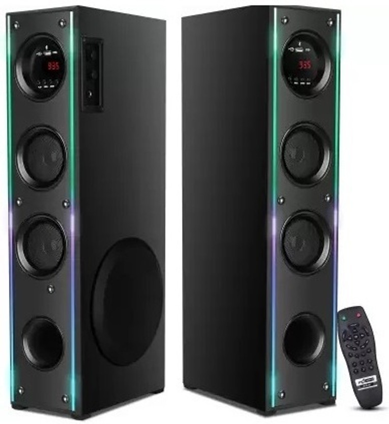 Quaranel Tower Speaker with Sub Woofer, Wooden Cabinet for Excellent Sound 100 W Bluetooth Party Speaker(Black, 3 Channel)