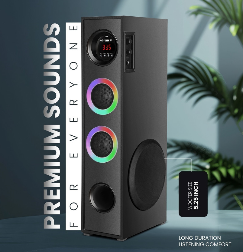 liluns 78- Music System Home theater 100 W Bluetooth Tower Speaker(Black, 3 Channel)