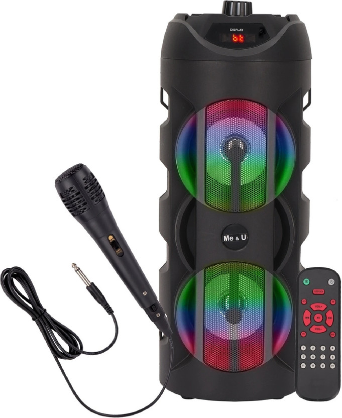 ME&U BOUNCER 10 HOURS PLAY TIME BT Speaker with Mic for Karaoke RGB light FM USB AUX 30 W Bluetooth Tower Speaker(Red, 2.0 Channel)
