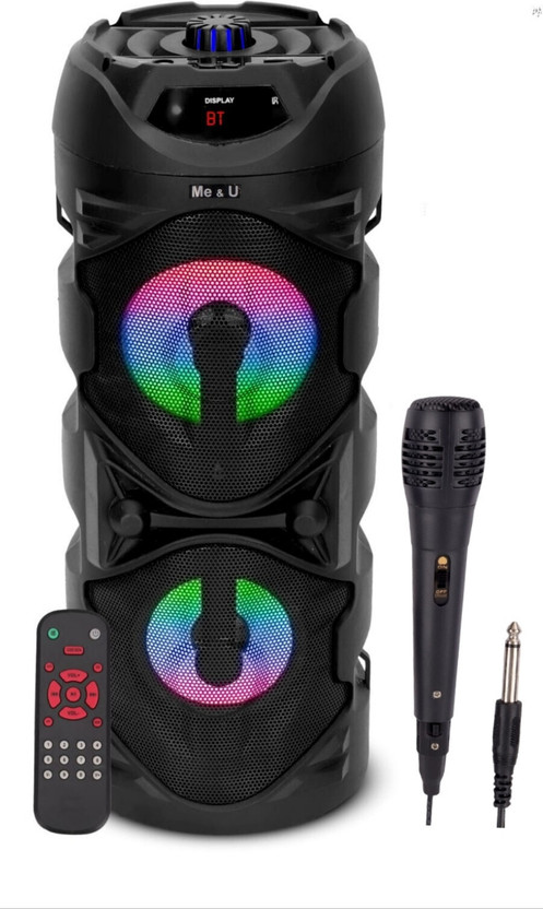 ME&U Music pro 10 hours play time BT TWS Mic RGB light FM USB AUX 40 W Bluetooth Tower Speaker(Black, Mono Channel)