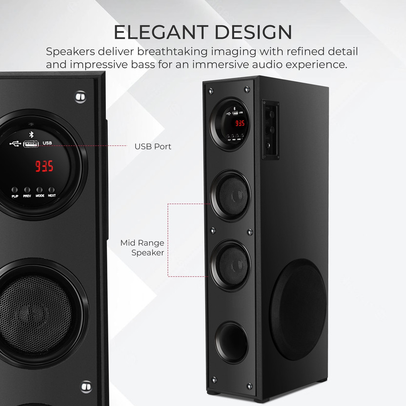 QuillQuarry Premium bass Multimedia speaker 10 W Bluetooth Tower Speaker(Black, 3 Channel)