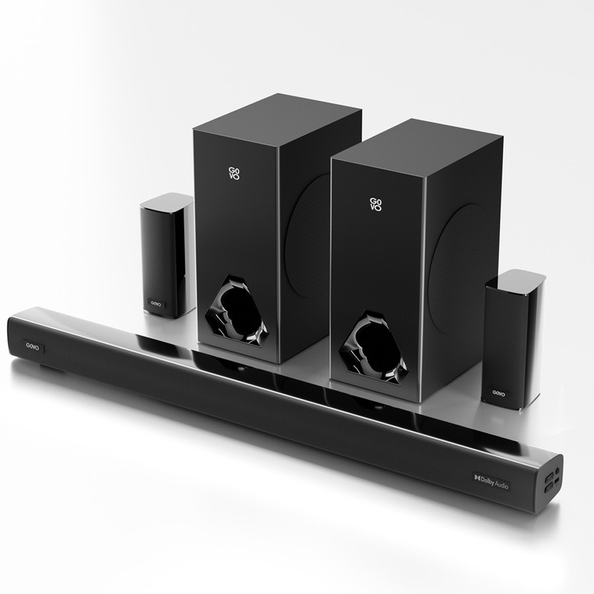 GOVO GOSURROUND 888 Dolby Digital 625 W Bluetooth Soundbar(Platinum Black, 5.2 Channel)
