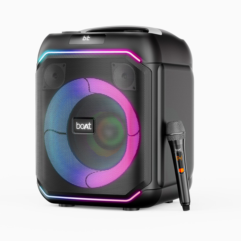 boAt boAt PartyPal 230, 90W, Karaoke Auto Tuner, 1 UHF Mic, RGB LEDs, App Support,TWS Mode 90 W Bluetooth Party Speaker(Charcoal Black, Mono Channel) - Flipkart Deal