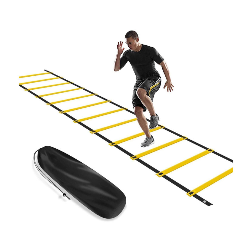 Leosportz Agility Ladder 4 meter Speed Training Ladder with 10 Adjustable Rungs, for Soccer, Football, Sports Training - Includes Heavy Duty Carry Bag Speed Ladder(Yellow)