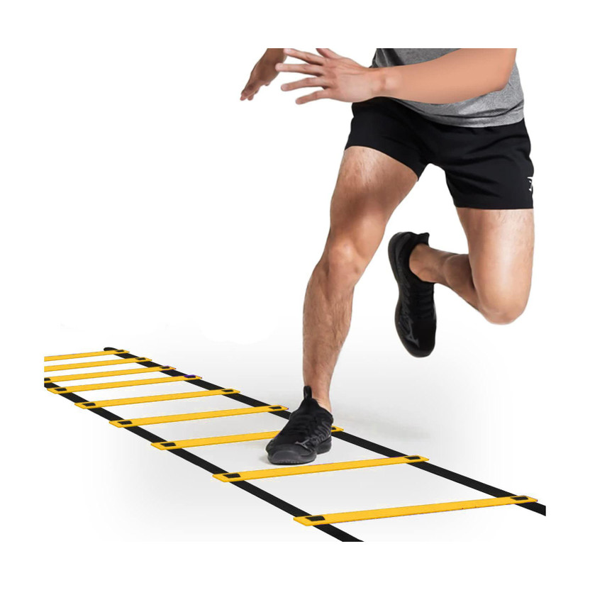 VICTORY INDIA Best Adjustable Speed Ladder 7- Rungs (3.8 meter) For Training,Exercise, Gym and Any Sports Activity Speed Ladder(Yellow)