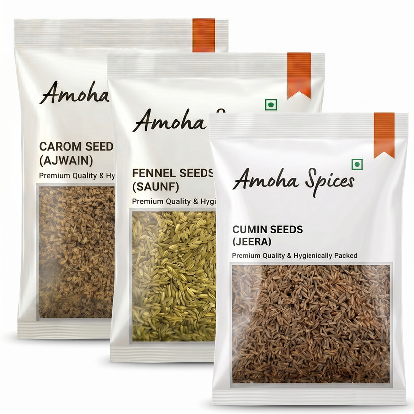 Amoha Spices Tri-Digestive Mix (Jeera, Saunf, Ajwain)(3 x 100 g)