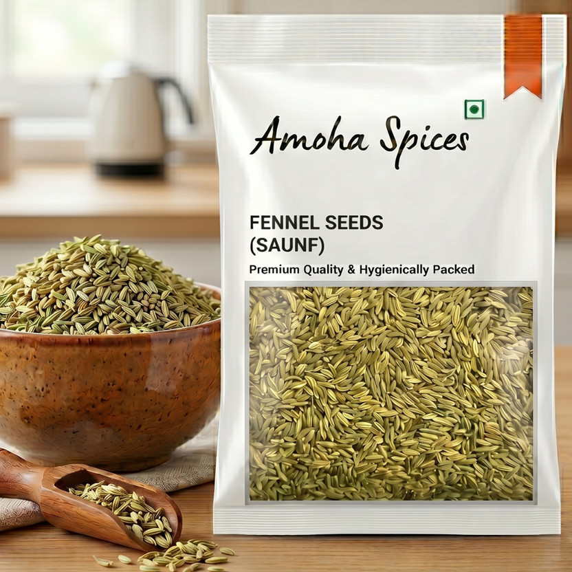 Amoha Spices Moti Saunf, Big Fennel Seeds, Whole, Aromatic & Natural | Unpolished & Fresh(100 g)