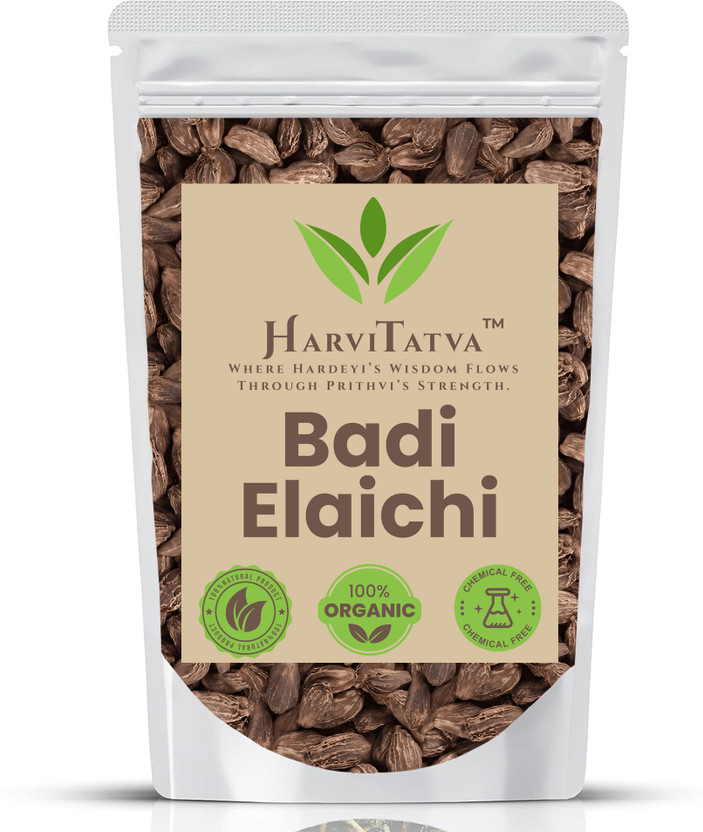 HarviTatva Badi Elaichi Whole (Black Cardamom) Organic Kali Elaichi Pods(25 g)