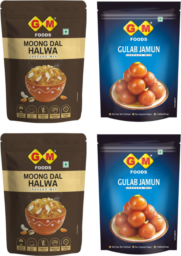GM FOODS MOONG DAL HALWA150GX2,GULAB JAMUN175GX2 650 g(Pack of 4)
