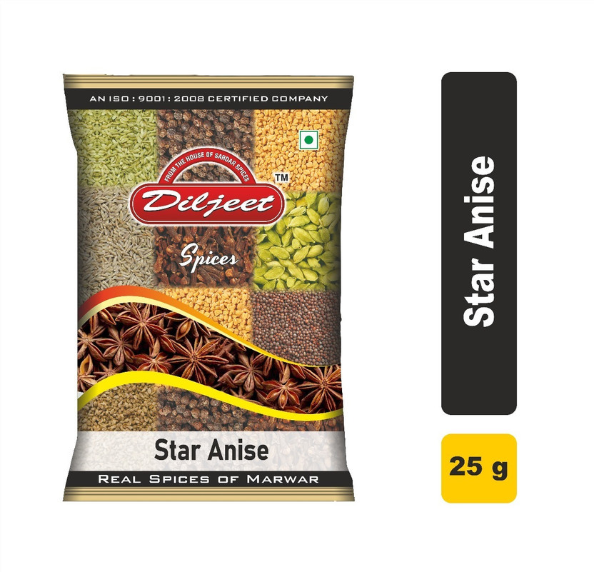 DILJEET SPICES star anise/chakra phool/kashmiri phool_25gm(25 g)
