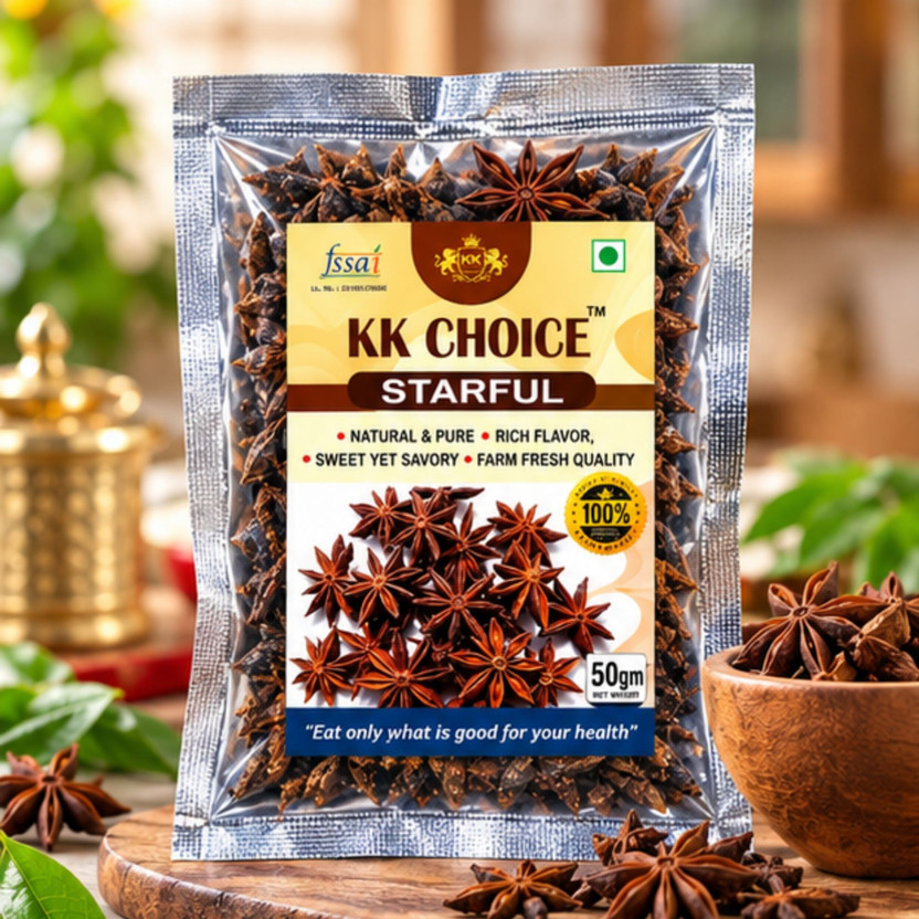 KK Choice Star Anise Star Phool Whole Spice for Cooking Indian Masala Recipes(50 g)