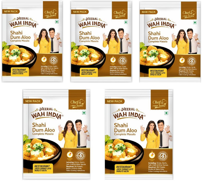 Heeral Wah India Complete Masale Shahi Dum Aloo Complete Masala | Spices with Natural Instant Ingredients(5 x 50 g)