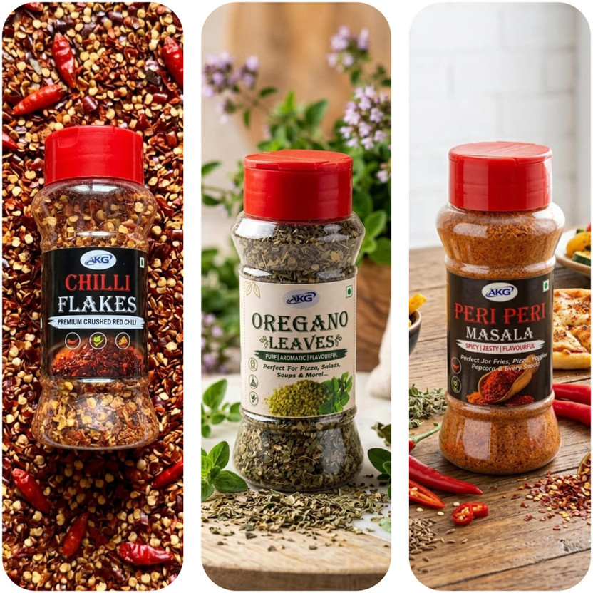AAVANSH K GLOBAL PACK OF 3 (CHILLI FLAKES / OREGANO / PERI PERI ) 40GM X 40GM X 70GM(3 x 50 g)