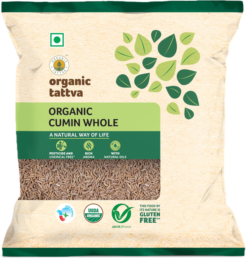 Organic Tattva ,Organic Cumin (Jeera) Whole Seeds – 400 G | 100% Vegan, Gluten Free and NO Additives | Fresh, Clean, and sorted High-Quality Jeera(2 x 200 g)