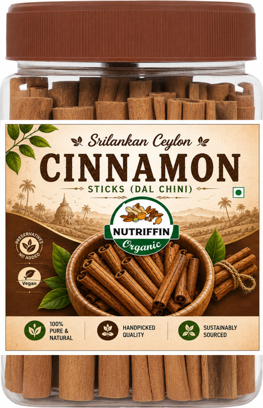 Nutriffin Organic Pure & Natural Ceylon Cinnamon | Dalchini Sticks | Cassia(200 g)