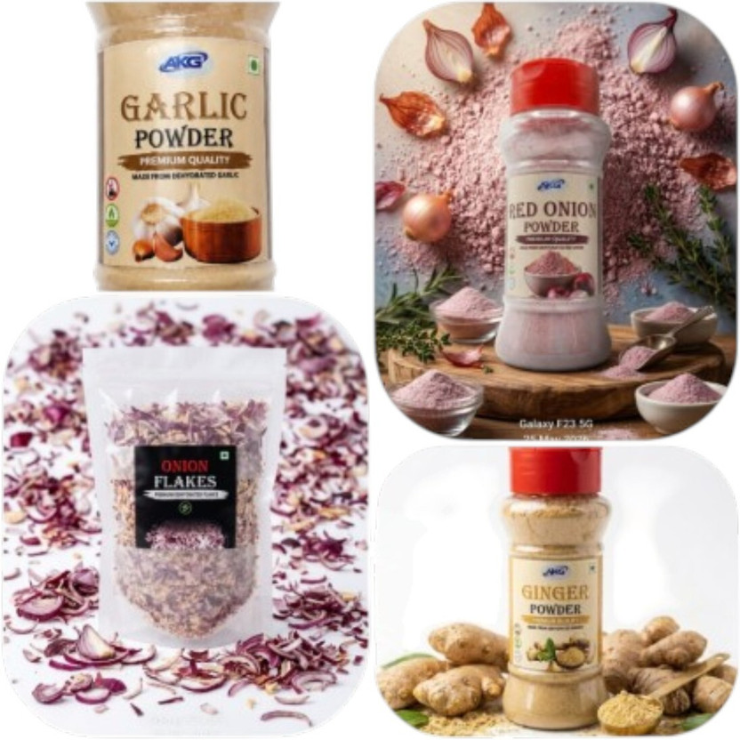 AAVANSH K GLOBAL PACK OF 4 (ONION POWDER/FLAKES/GINGER & GARLIC POWDER)(4 x 62.5 g)