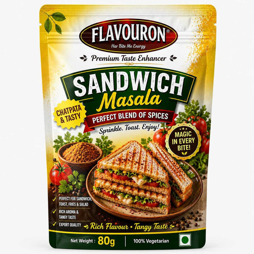 FLAVOURON Sandwich Masala | Tasty Seasoning | Toast & Fries | Premium Taste Enhancer(80 g)