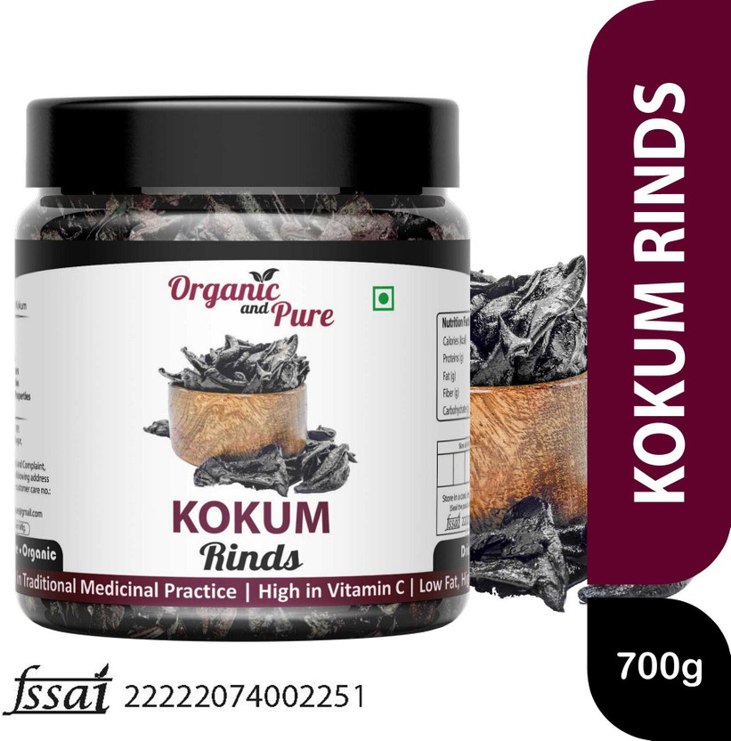 Organic and Pure Kokum Dry Kokam Rinds Phool Dried Garcinia Indica Fruit Slices (Jar)(700 g)