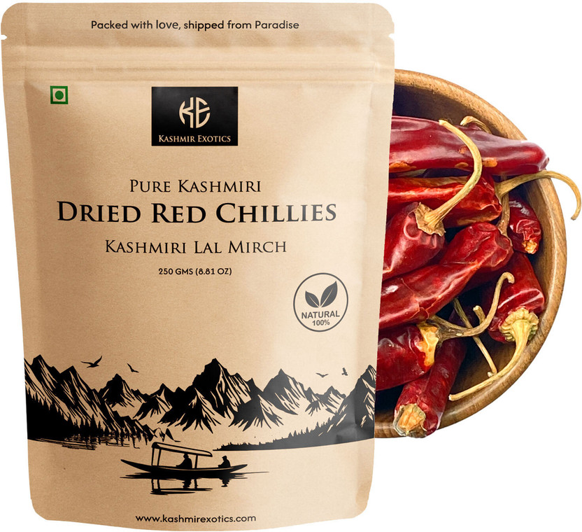 Kashmir Exotics Kashmiri Dried Red Chillies (Kashmiri Lal Mirch) 250gm(250 g)