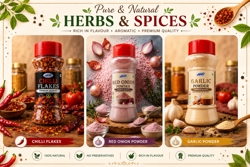 AAVANSH K GLOBAL COMBO PACK OF 3 (ONION POWDER/CHILLI FLAKES/GARLIC POWDER) 50G X 40G X 50G(3 x 46.67 g)