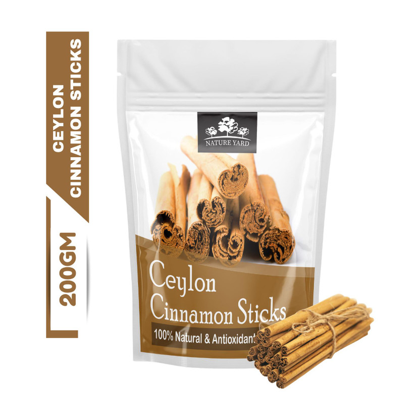 NATURE YARD True Ceylon Cinnamon Sticks / Organic Srilankan Dalchini - 200gm - Genuine Original Imported Quills For Weightloss And Cooking(200 g)