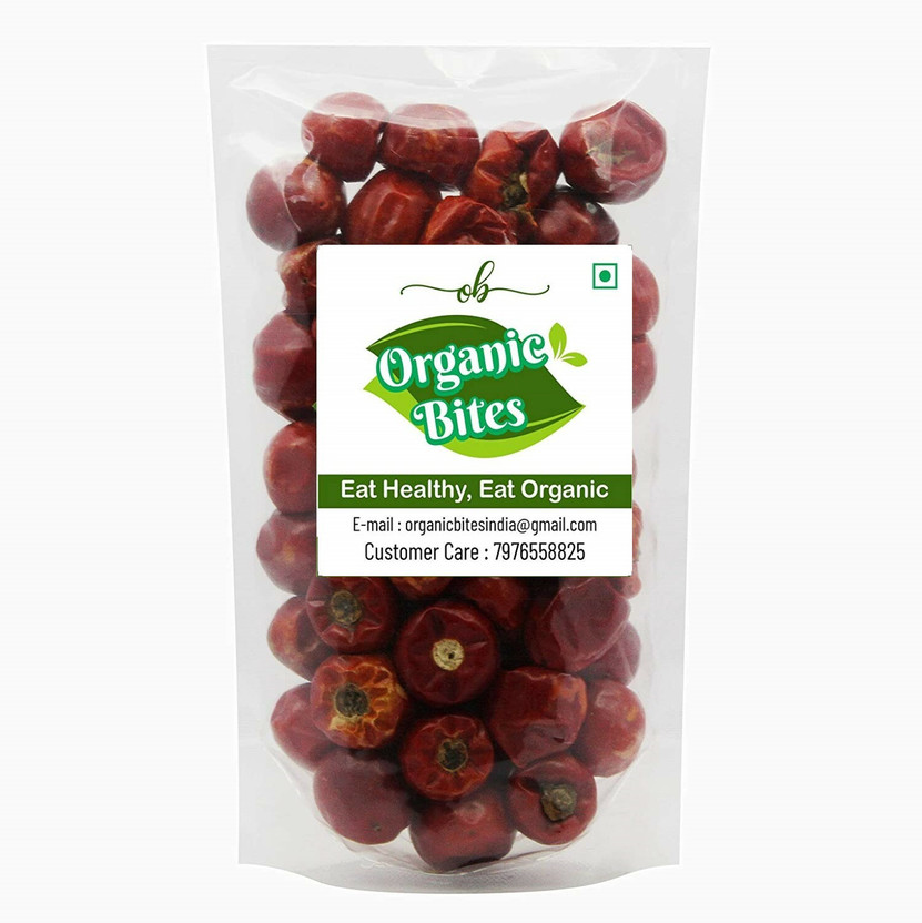 Organic Bites Boriya Red Chilli Whole | Gol Mirchi | Spicy Round Chillies | Sabut Lal Mirch(250 g)