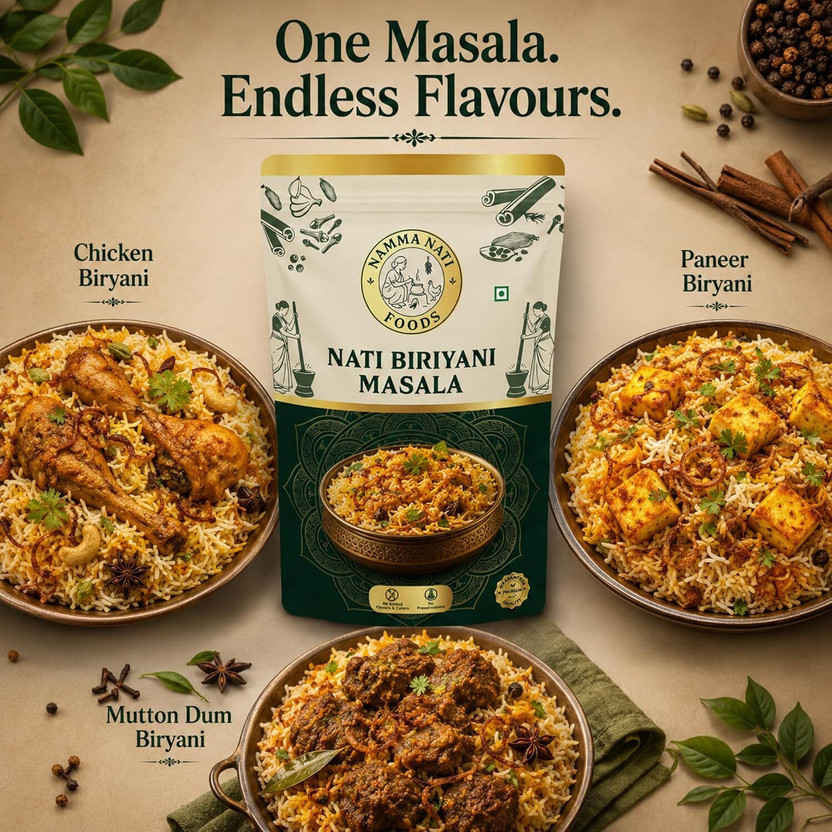 Namma Namma Nati Foods Biriyani Masala | Biryani Spice Blend for Veg Biryani & Rice Recipes | 75g(75 g) - Flipkart Deal