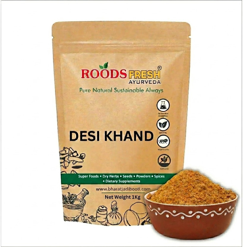 Roods Fresh Desi Khand 1Kg Traditional Khandsari | Healthier Alternative to White Sugar(1 kg)