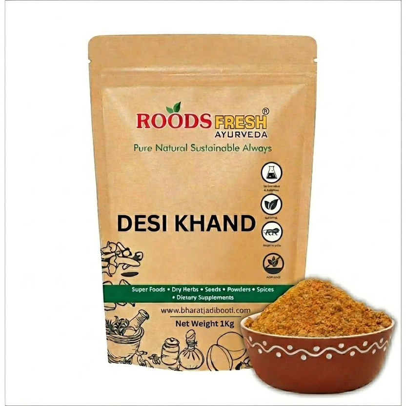 Roods Fresh Desi Khand 1Kg Traditional Khandsari | Healthier Alternative to White Sugar(1 kg)
