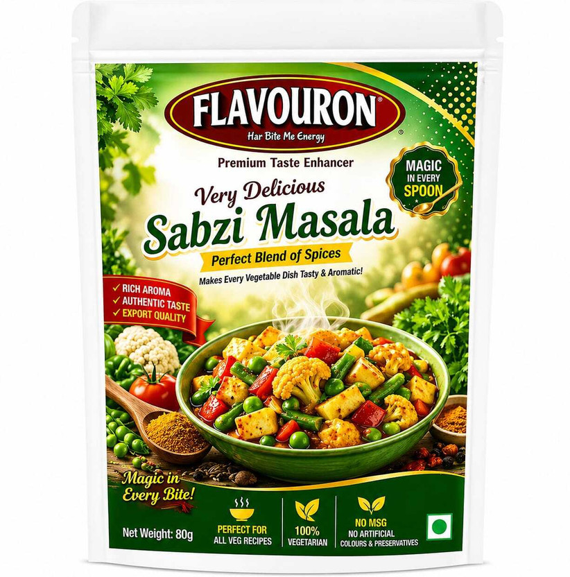 FLAVOURON Sabzi Masala | Mixed Vegetable Masala | Authentic Spices Rich Aroma & Taste(80 g)