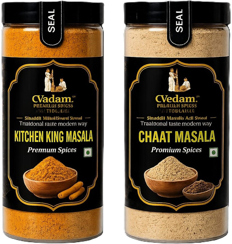 VEDAM PREMIUM SPICES INDIA Kitchen King Masala & Chaat Masala Combo Pack | Premium Indian Spice Blend(2 x 500 g)
