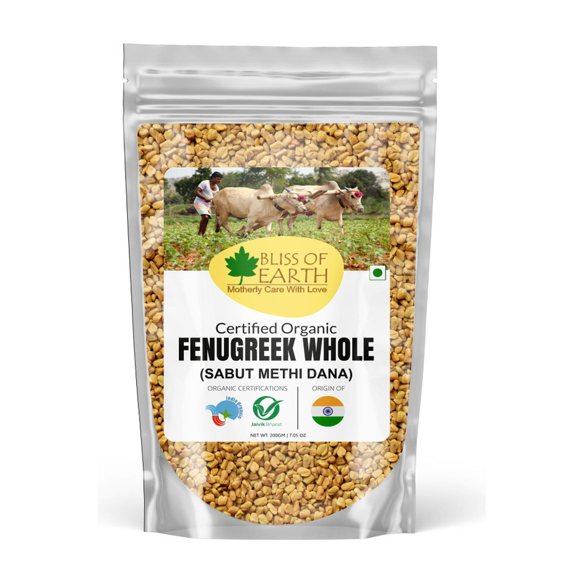 Bliss of Earth Certified Organic Fenugreek seed (Sabut Methi Dana) For | Weight loss|Cooking(200 g)