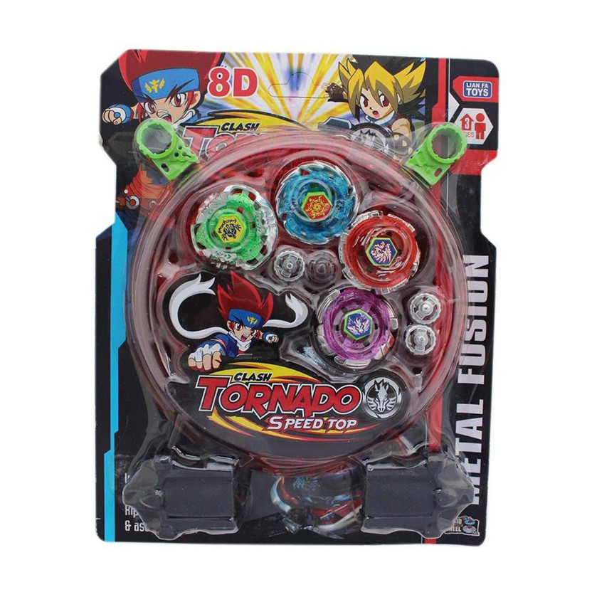 OX CRAFT 4 in 1 Metal BeybladeToy Set with Stadium and 2 Launchers (4 Blade, Beyb) Metal Fusion Round Beyblades for Kids Boys and Girls Baby Spinning Beyblade Toy(Multicolor)