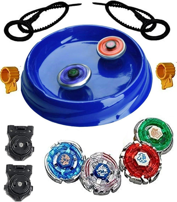 Bestie Toys 4 In 1 Metal Toy Set With Stadium & 2 Launchers 4 Blade Spinning Toys(Multicolor)