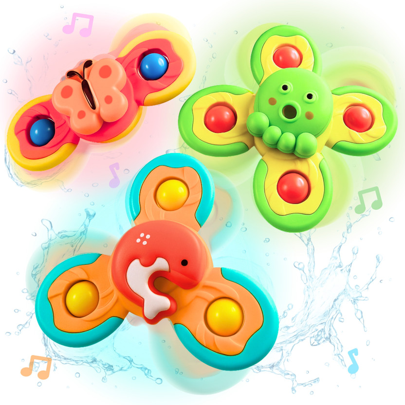mama luv mee Set of 3 Suction Fidget Spinner Toy for Baby | Bath Toys For Toddlers & Kids(Multicolor)