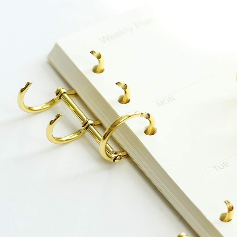 BM RETAIL 2 Pcs Gold Book Rings 3 Holes Metal Loose Leaf Binder Rings for Notebook Binding Manual Ring Binder