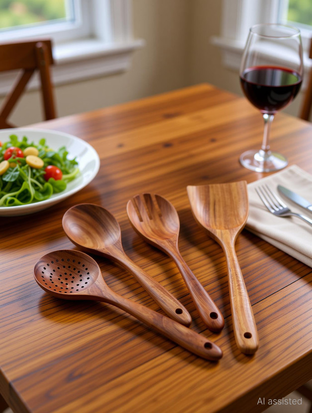 Natural Life Care Premium Cooking Spoon/Serving Spoon Set of 6/ High Quality Wood Wooden Salad Spoon Set(Pack of 6)