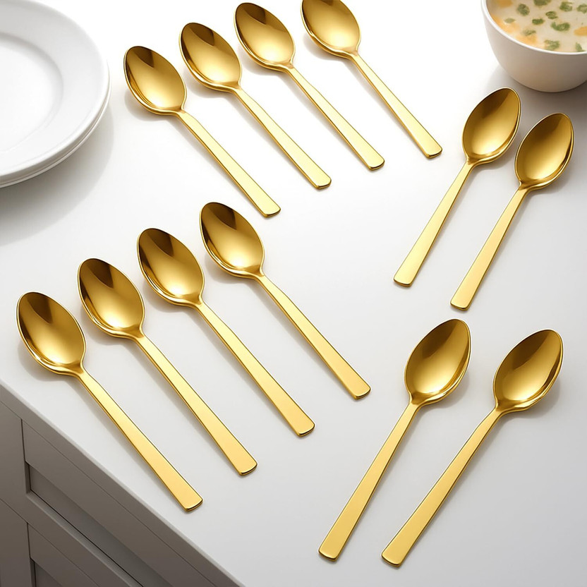 maukir Disposable Stainless Steel Coffee Spoon Set(Pack of 12)
