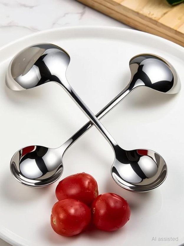 ARSCART Sauce Ladle, BuyGo Drizzle Spoon with Spout Gravy pack 2 Stainless Steel Tea Spoon Set(Pack of 2)