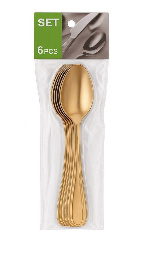 GiftNStyle 16Cm Luxury stainless steel Golden spoon Stainless Steel Coffee spoon Set of 6 Stainless Steel Coffee Spoon, Dessert Spoon, Ice-cream Spoon, Table Spoon, Tea Spoon Set(Pack of 6)