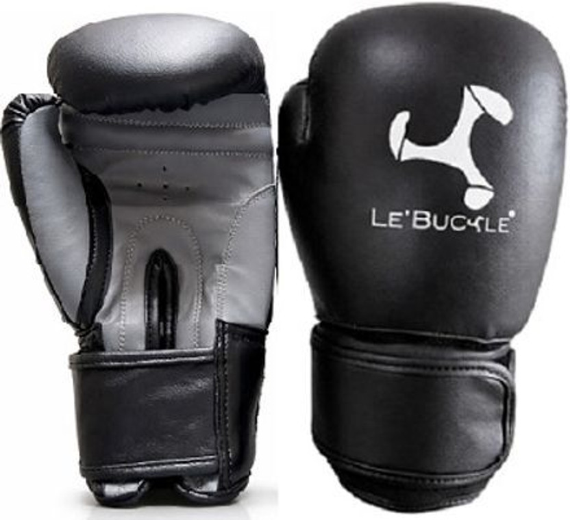 le buckle Tournament Gloves 12 ounces Boxing Gloves(Black, Grey)