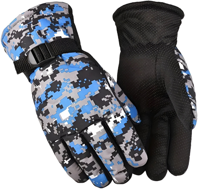 Creeknest Synthetic Windproof & Warm Fur Inside Winter Riding Hand Glove for Men 1 Pair Riding Gloves(Blue)