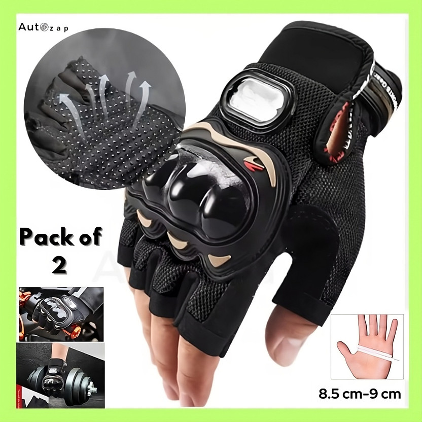 Autozap Half Finger Gloves for Universal Bike Riding for Men And Women Black, Large Riding Gloves(Black)