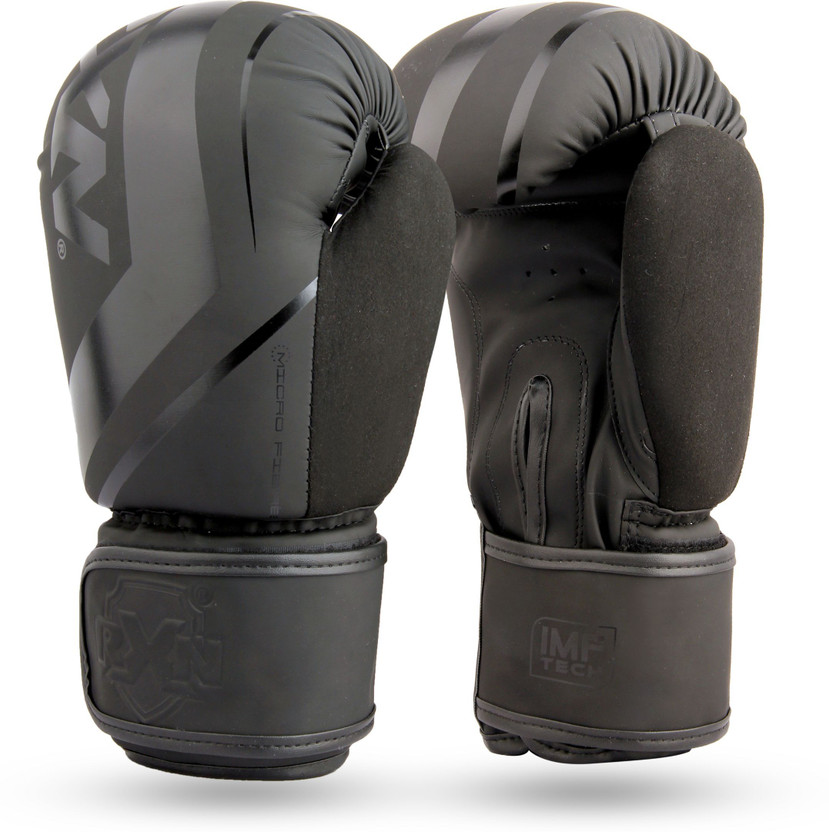 RXN R1 Boxing Gloves with Microfiber Thumb, Premium, High-Performance Boxing Gloves(Black)