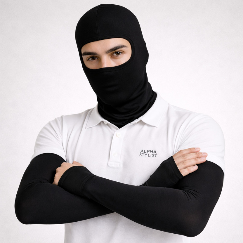 ALPHA STYLIST Black Bike Face Mask for Men & Women(Size: Free,  Balaclava)