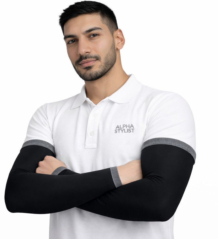 ALPHA STYLIST Cotton Arm Sleeve For Men & Women(Free, Black, Grey)